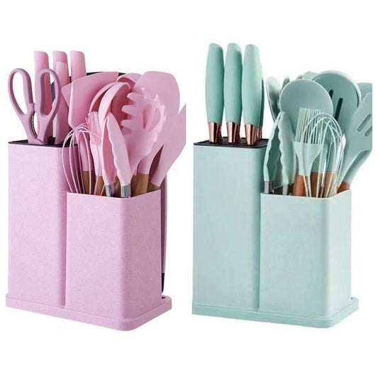 19-Piece Kitchen Cookware Set, High-Temperature Safe Silicone Cookware